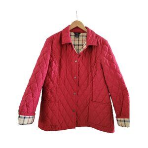 Brooks Brothers 346 Women Red Quilted Chore Coat plaid size 16 Vintage